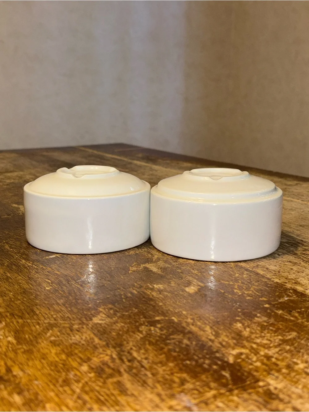 White Porcelain Ramekin Bowls Set of 2 Minimalist Modern Serving Dishes